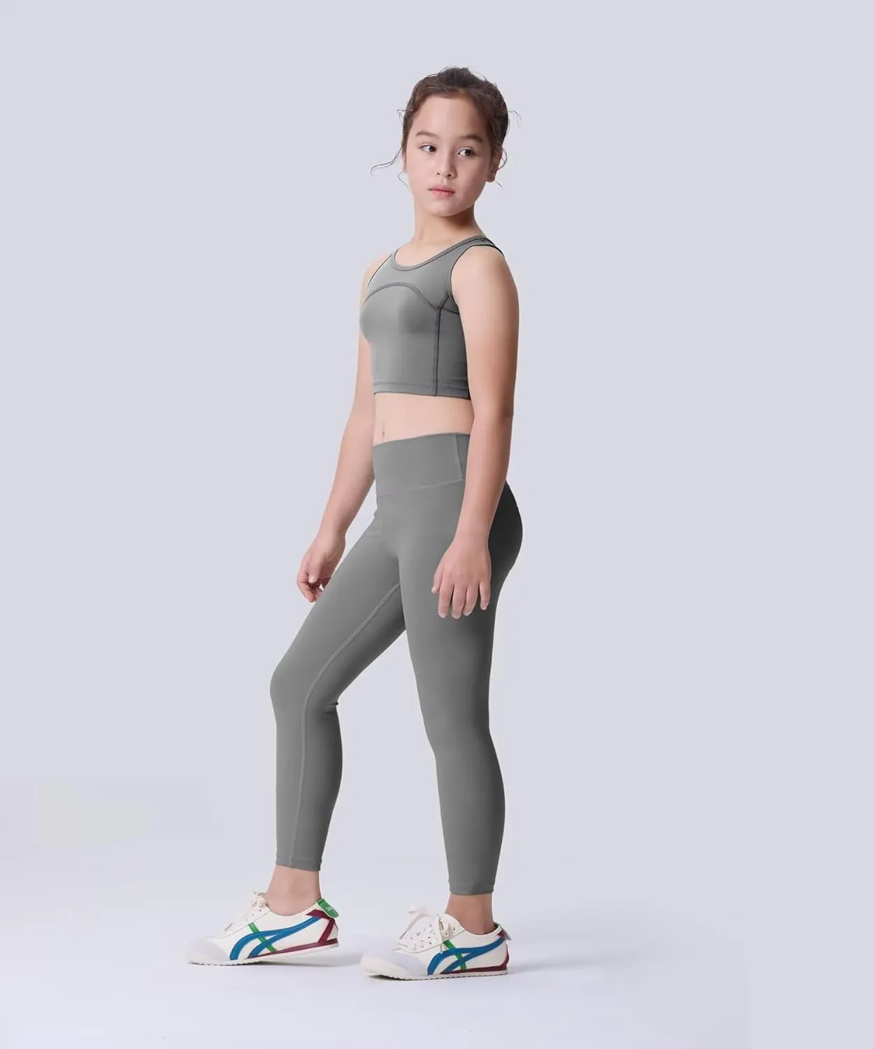 3 Pack Girls Athletic Ankle Length Black Leggings, White Yoga Pants for Kids