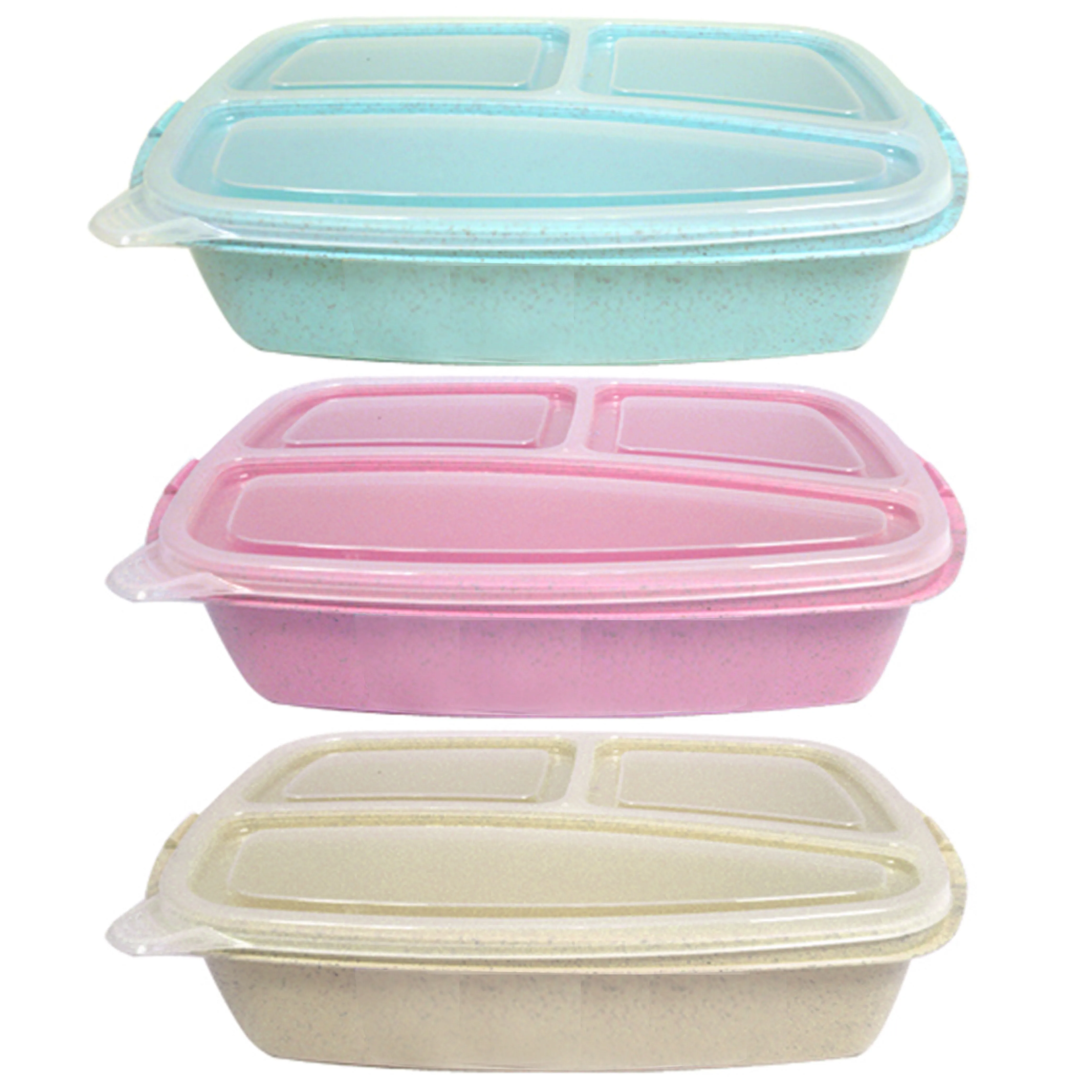 6 Large 3 Compartment Food Storage Containers Heavy Duty Divided BPA Free W/ Lid
