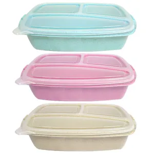 6 Large 3 Compartment Food Storage Containers Heavy Duty Divided BPA Free W/ Lid