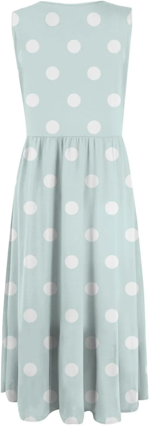 ADHOWBEW Dresses for Women 2025 Round Neck Flowy Casual Plus Size Sexy Vacation Sleeveless Long Dresses