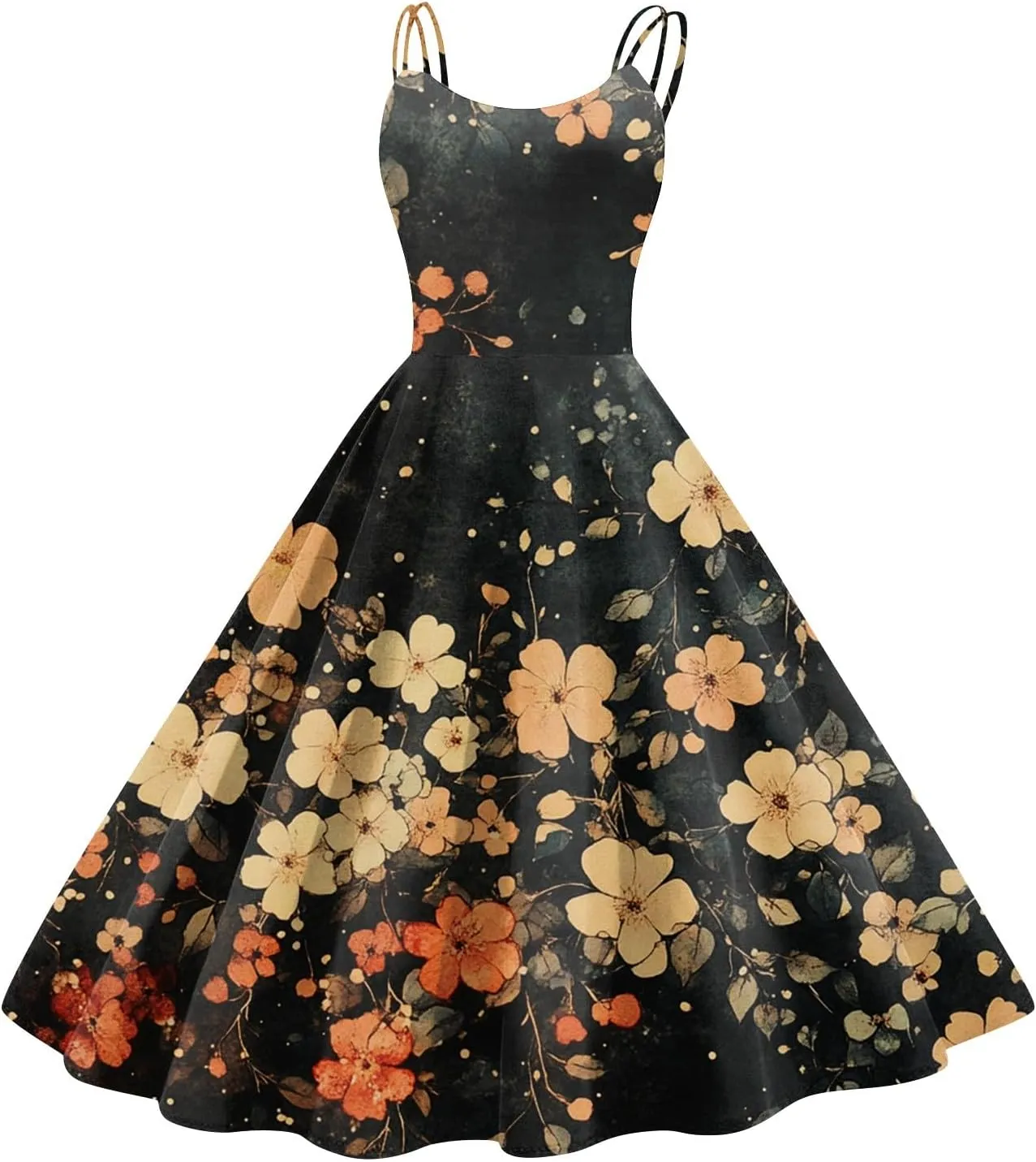 ADHOWBEW Spring Dresses for Women 2025 Trendy Round Neck Sexy Casual Vacation Flowy Plus Size Sleeveless Outfits