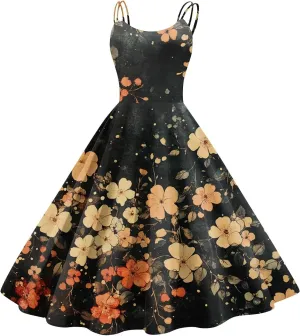 ADHOWBEW Spring Dresses for Women 2025 Trendy Round Neck Sexy Casual Vacation Flowy Plus Size Sleeveless Outfits
