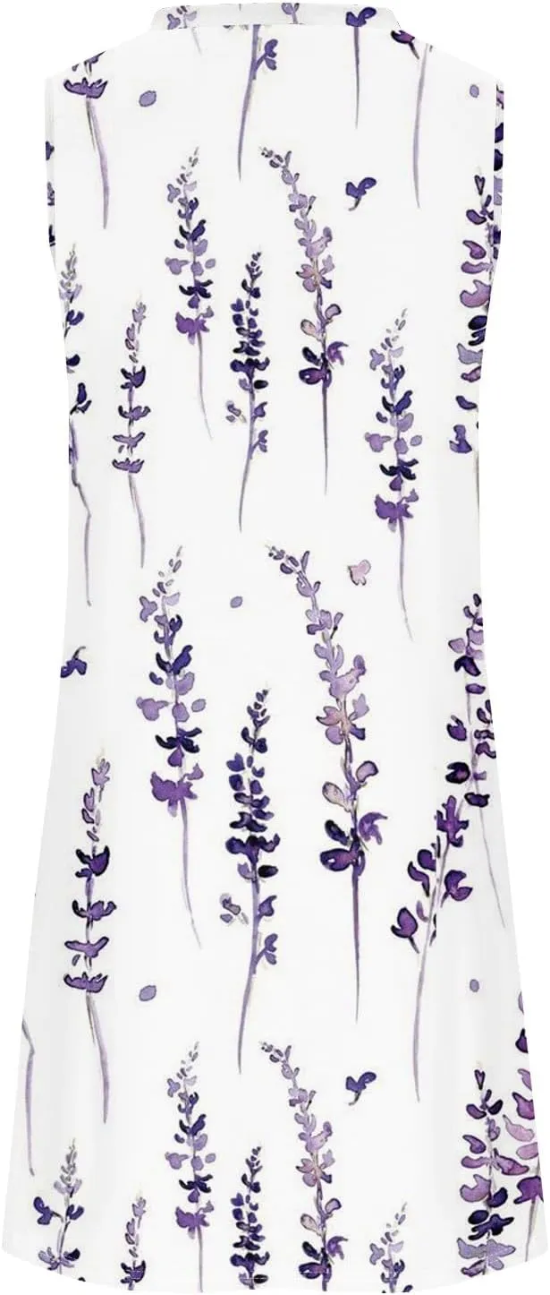 ADHOWBEW Summer Dresses for Women 2025 Casual Round Neck Plus Size Flowy Sexy Vacation Sleeveless Dresses