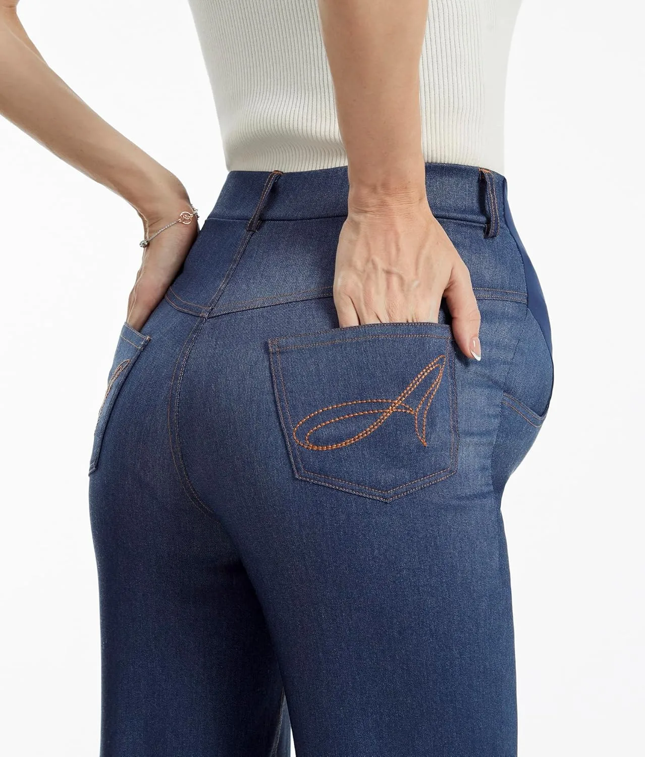 AFITNE Women's Stretch Maternity Jeans Over The Belly Straight Leg Pregnancy Pants with Denim Like Material