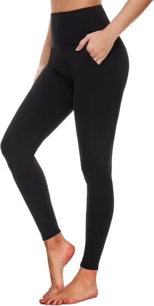Aoliks Leggings with Pockets for Women - High Waist Tummy Control Yoga Pants Running Gym Workout Dance Pants
