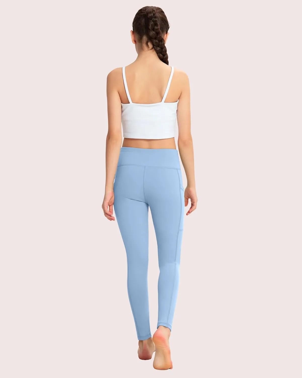 ATHVOTAR Girls Leggings with Pockets: High Waisted Yoga Workout Athletic Dance Running Pants 4 Packs