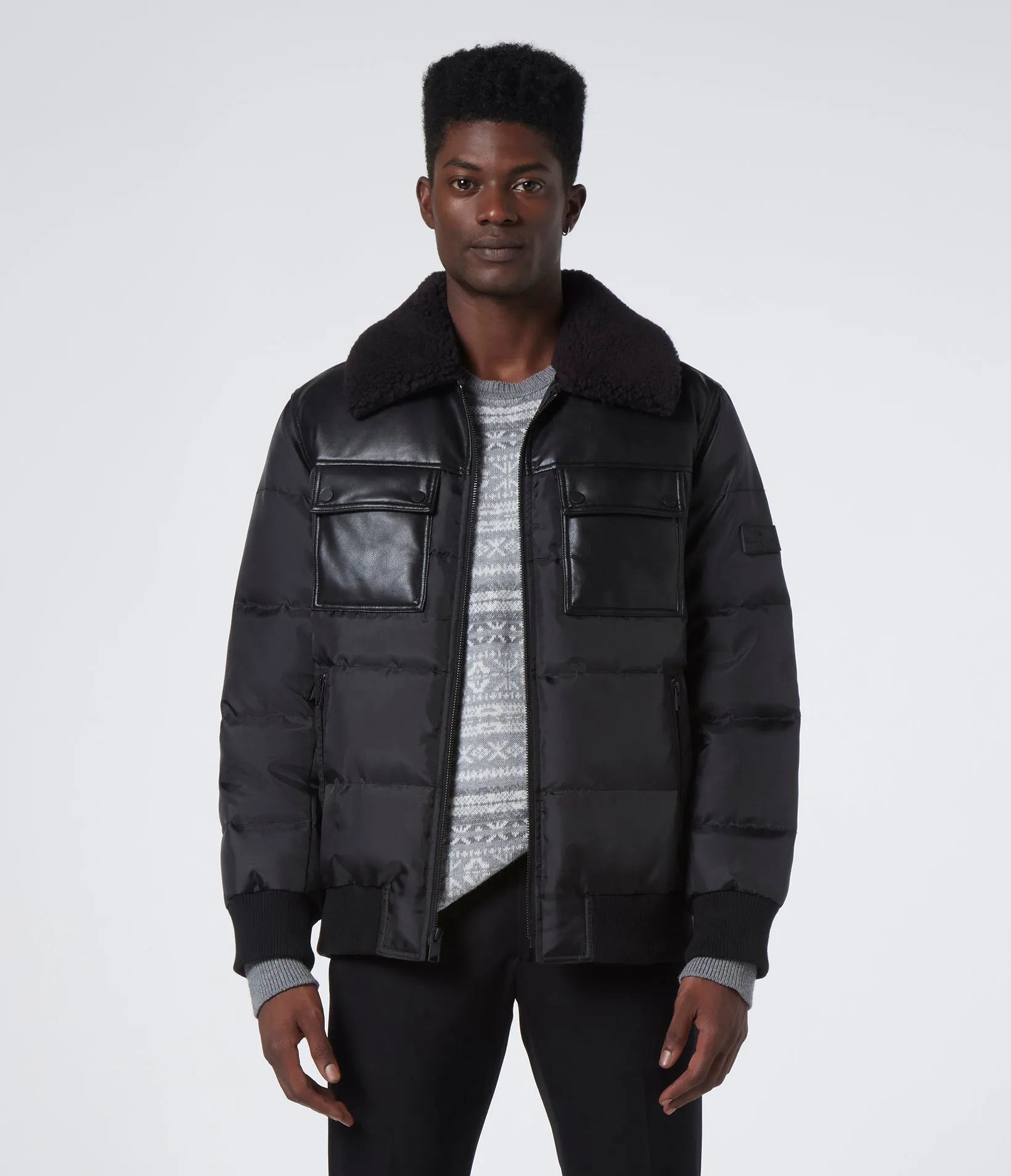 Beaumont Fabric Blocked Bomber With Faux Sherpa