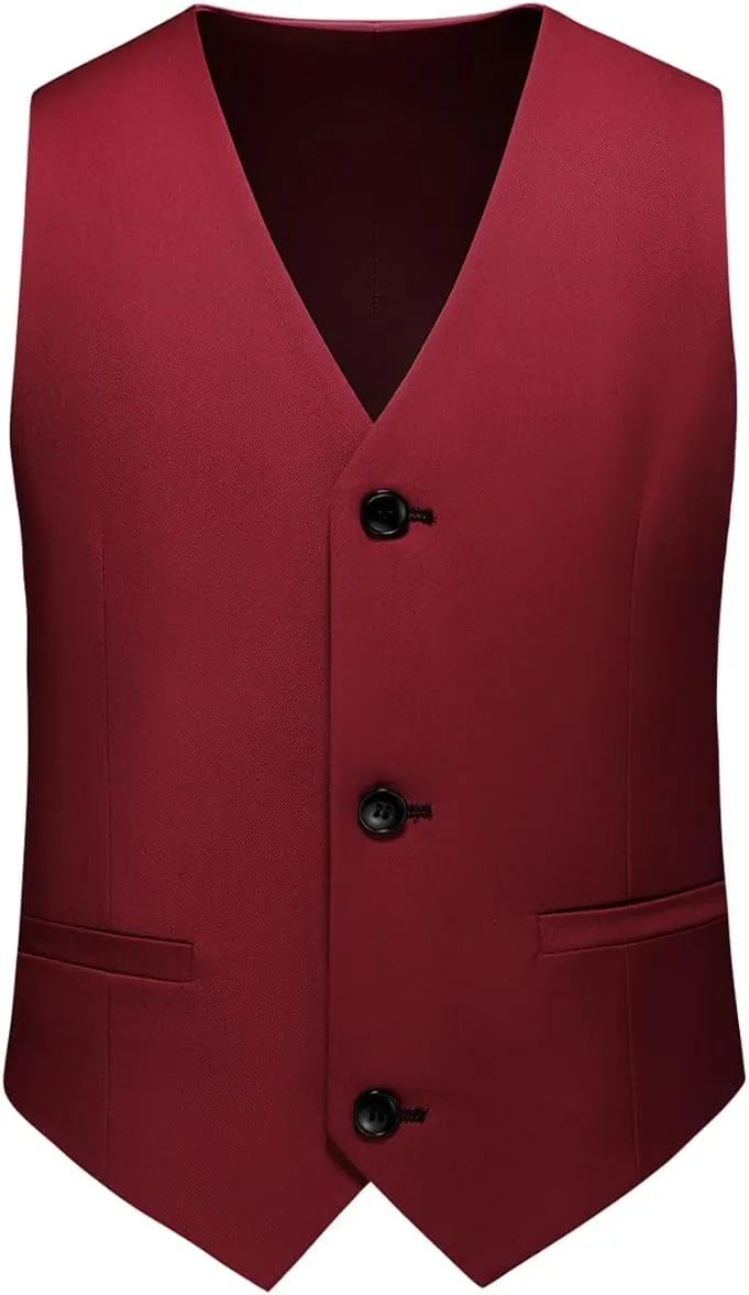 Boy Suits 2 Piece Slim Fit Formal Set with Vest Pants for Kids Wedding Ring Bearer Party Dresswear Outfit