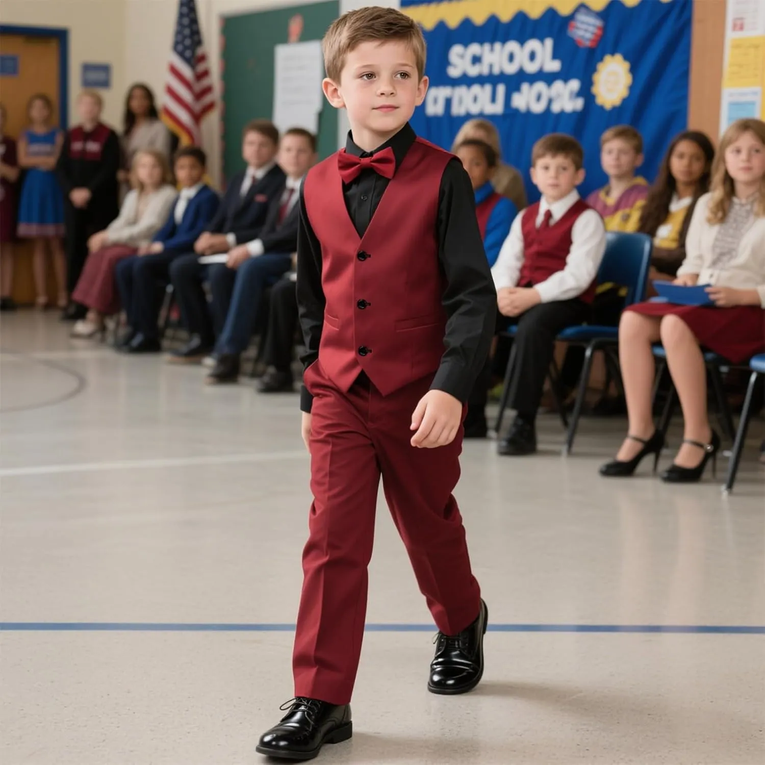Boy Suits 2 Piece Slim Fit Formal Set with Vest Pants for Kids Wedding Ring Bearer Party Dresswear Outfit