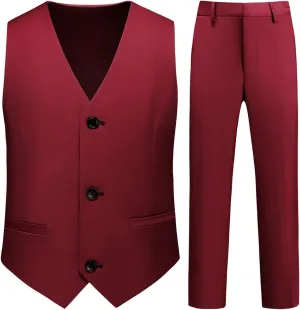 Boy Suits 2 Piece Slim Fit Formal Set with Vest Pants for Kids Wedding Ring Bearer Party Dresswear Outfit