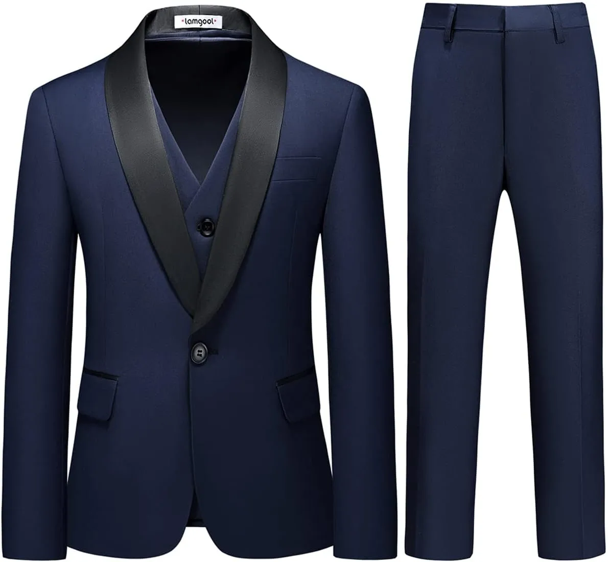 Boy Suits 3 Piece Slim Fit Formal Suit Set with Tuxedo Jacket Vest Pants for Kids Wedding Ring Bearer Party