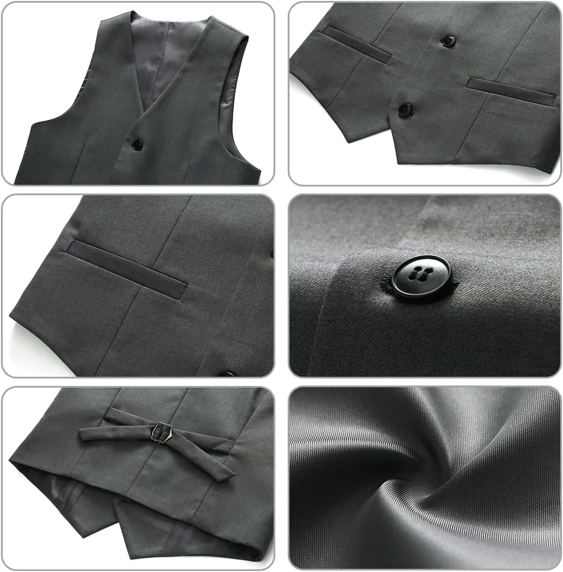 Boy Suits 3 Piece Slim Fit Formal Suit Set with Tuxedo Jacket Vest Pants for Kids Wedding Ring Bearer Party