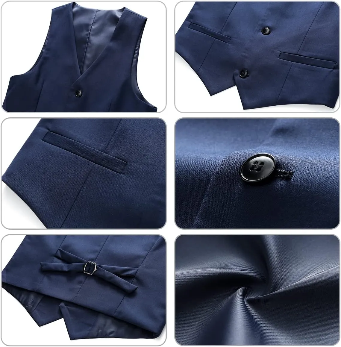 Boy Suits 3 Piece Slim Fit Formal Suit Set with Tuxedo Jacket Vest Pants for Kids Wedding Ring Bearer Party