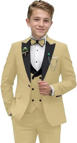 Boys Suit 3-Pieces Formal Tuxedo Slim Fit Suits for Boys Blazer Vest Pants Set Wedding Ring Bear Outfit Prom Kids Tuxedo