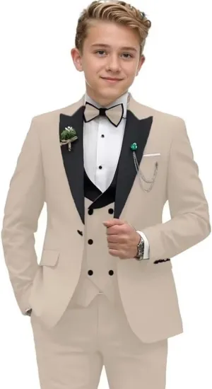 Boys Suit 3-Pieces Formal Tuxedo Slim Fit Suits for Boys Blazer Vest Pants Set Wedding Ring Bear Outfit Prom Kids Tuxedo