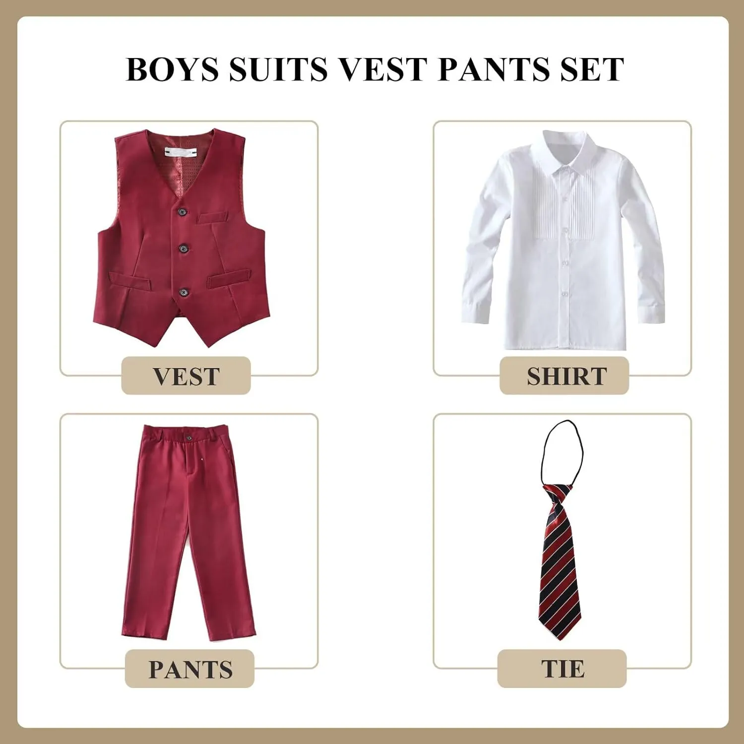 Boys Suit Kids Suits Tuxedo for Boys Toddler Vest Pants Set Ring Bearer Outfit Dress Clothes