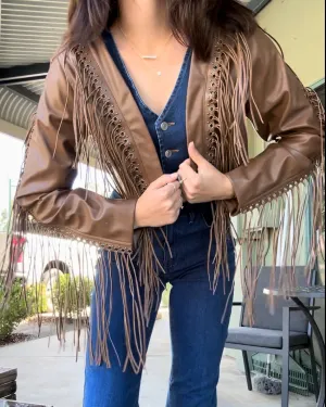 Braided Fringe Open Crop Jacket