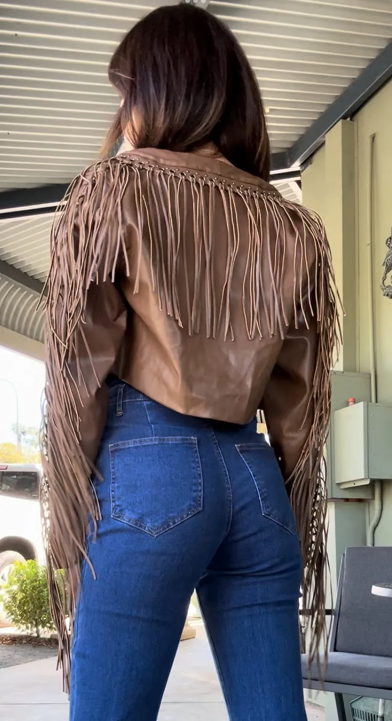 Braided Fringe Open Crop Jacket