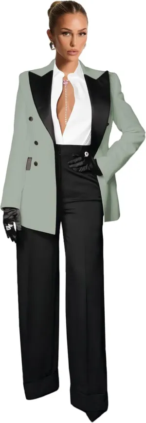 Business Pant Suits for Women Wedding Women Suits 2 Piece Double Breasted Tuxedo Casual Peak Lapel Prom Womens Suit