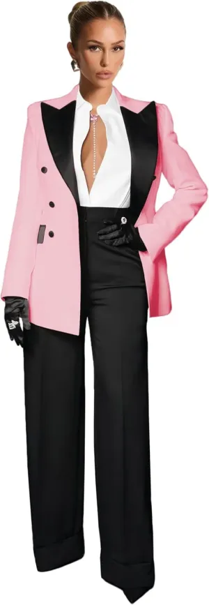 Business Pant Suits for Women Wedding Women Suits 2 Piece Double Breasted Tuxedo Casual Peak Lapel Prom Womens Suit
