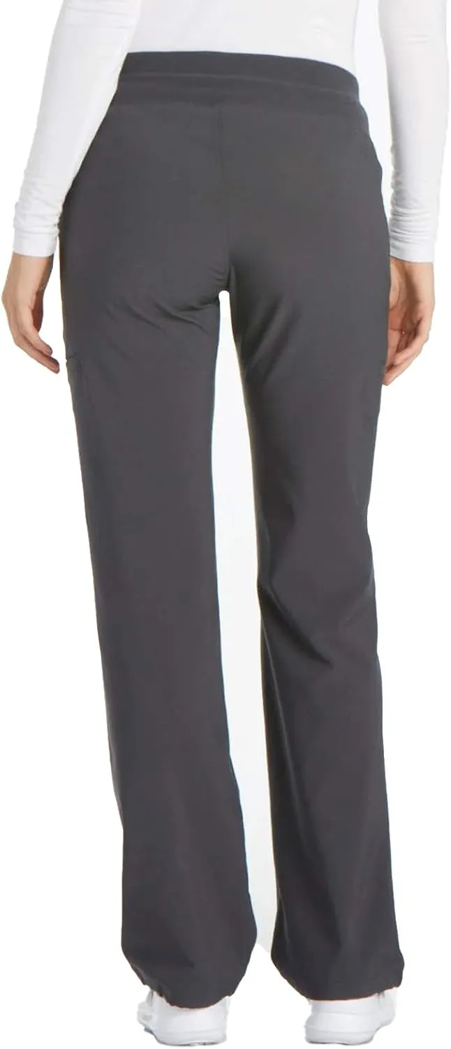Cherokee Scrubs for Women Mid Rise Straight Leg Scrub Pants For Women Pull-on Bottoms with 6 Pockets & 360 Stretch - CK002