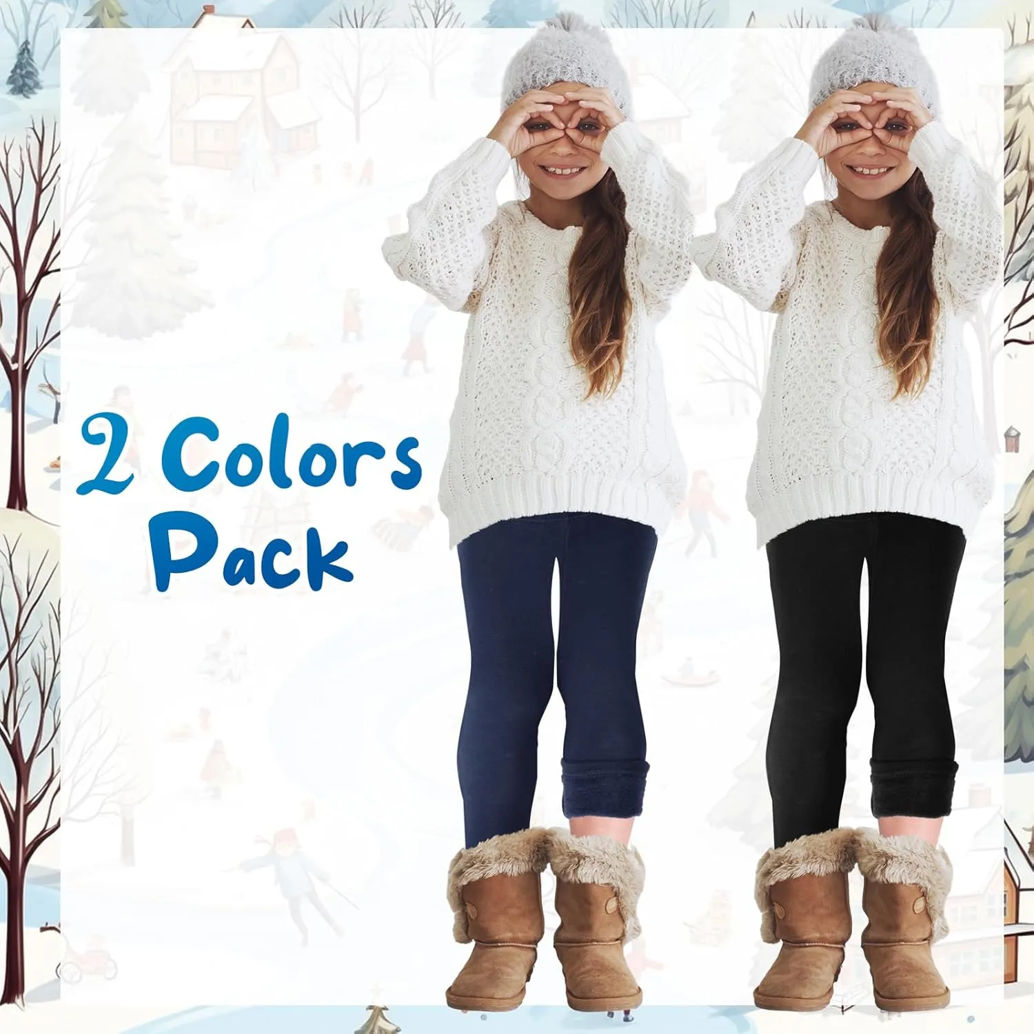 Chuarry Girls Winter Leggings Fleece Lined Warm Basic Pants Thick for Kid Toddler