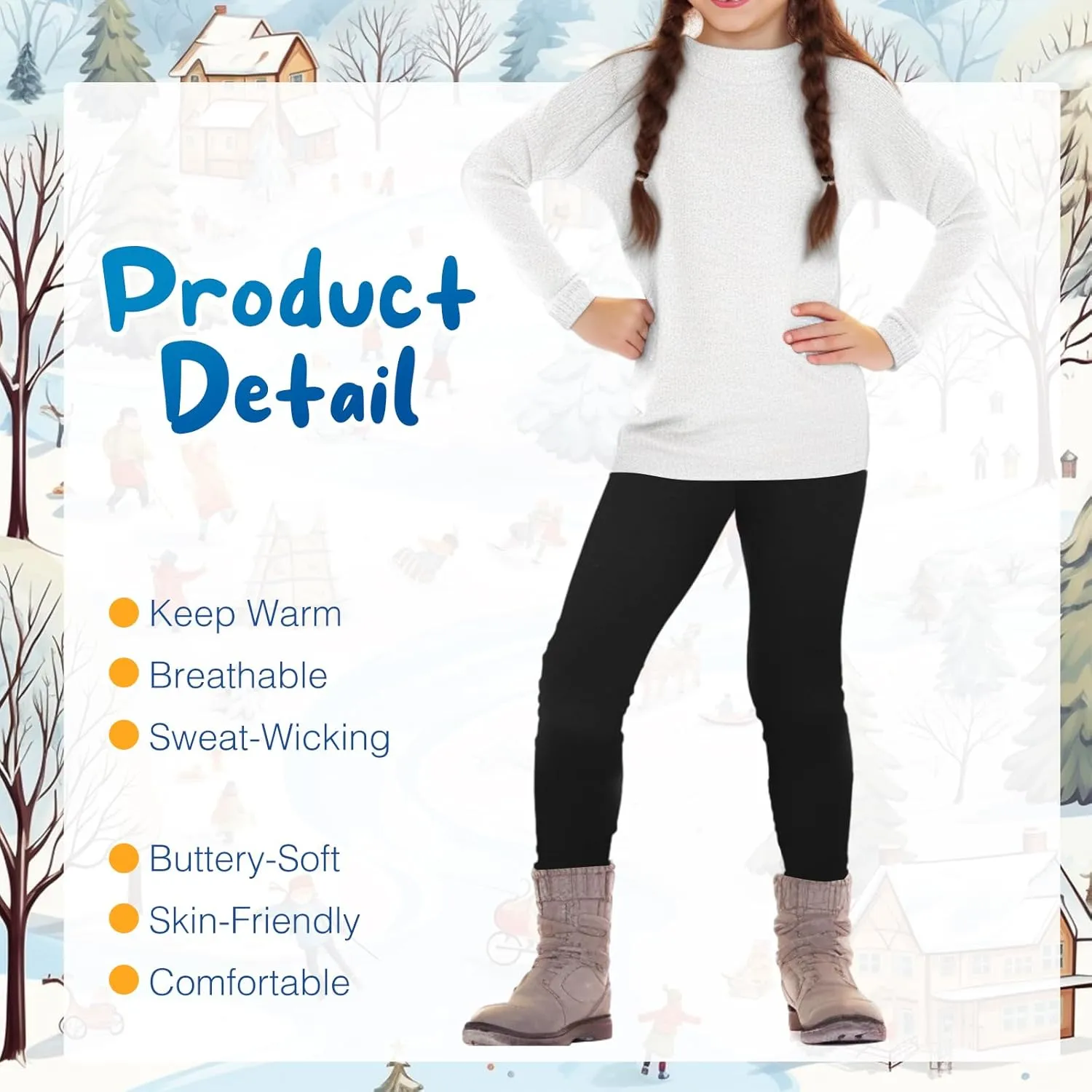 Chuarry Girls Winter Leggings Fleece Lined Warm Basic Pants Thick for Kid Toddler