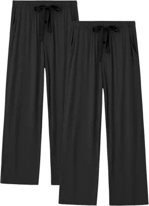 COLORFULLEAF Men's Pajama Pants Made from Bamboo Rayon Lounge Pants Summer Drawstring Yoga Sweatpants with Pockets