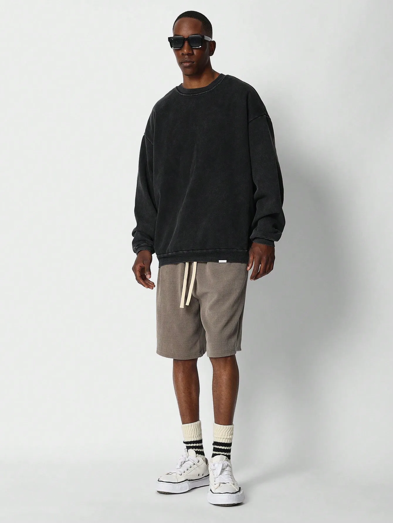 Crew Neck Sweatshirt With Side Snaps And Applique