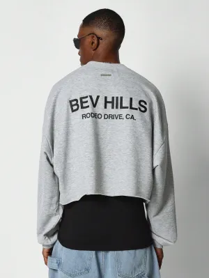 Crop Fit Raw Hem Sweatshirt With Back Graphic Print