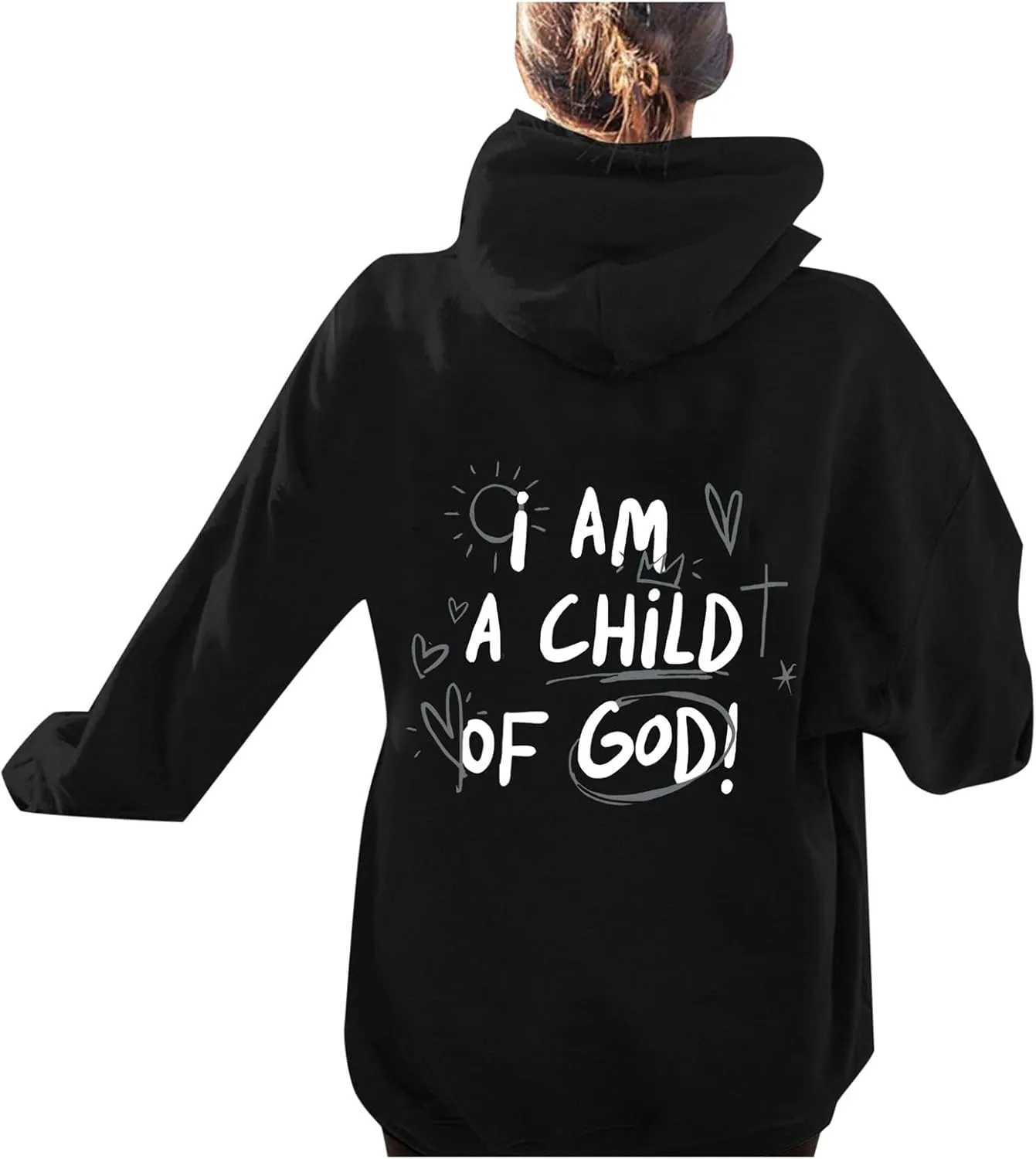 Cute Preppy Hoodie for Women Inspirational Letter Graphic Sweatshirt Oversized Long Sleeve Casual Loose Pullover
