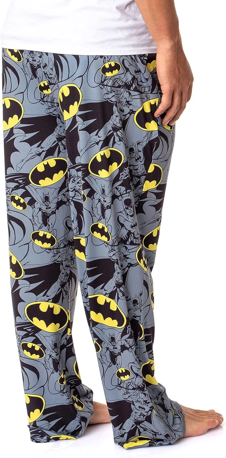 DC Comics Batman Mens' Bat Symbol Icon Retro Character Sleep Pajama Pants