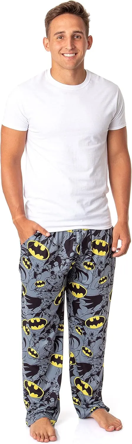DC Comics Batman Mens' Bat Symbol Icon Retro Character Sleep Pajama Pants