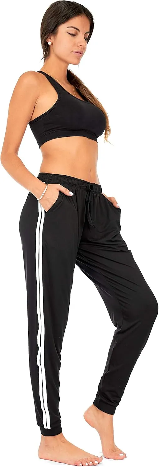 DEAR SPARKLE Workout Jogger for Women Stripe Side Drawstring Lightweight Joggers Yoga Striped Sweatpants   Plus (P7 R)