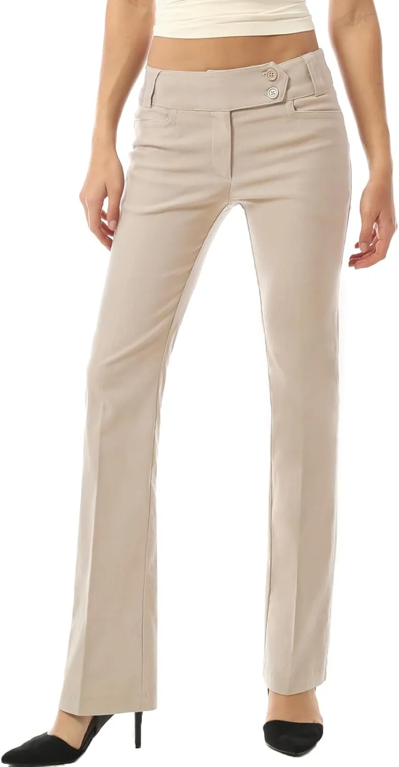 Design by Olivia Women's Ultra Stretch Comfy Millennium Bootcut Dress Pants Work Business Office Trousers