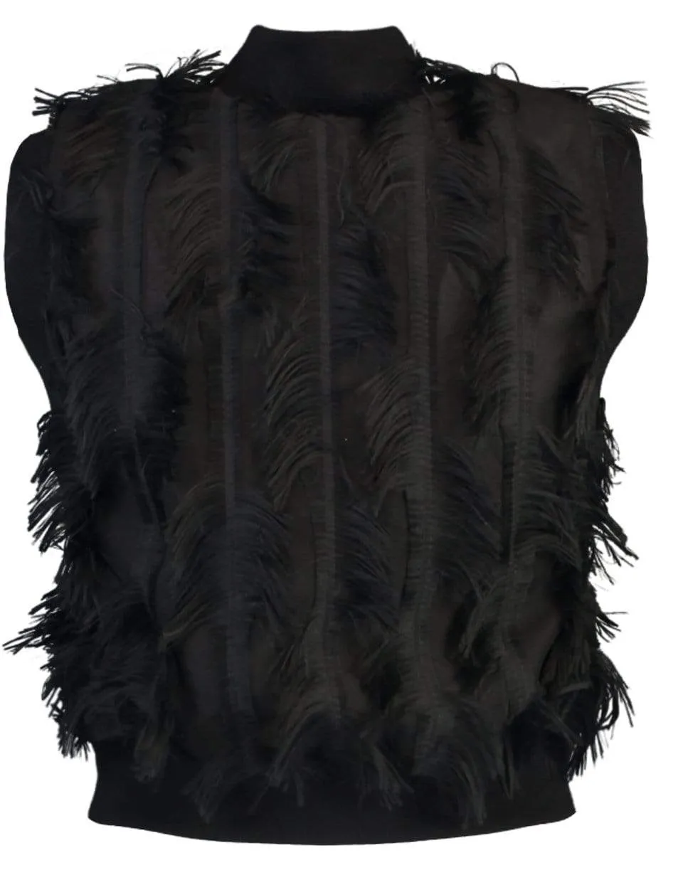 Feather Lined Sleeveless Bomber