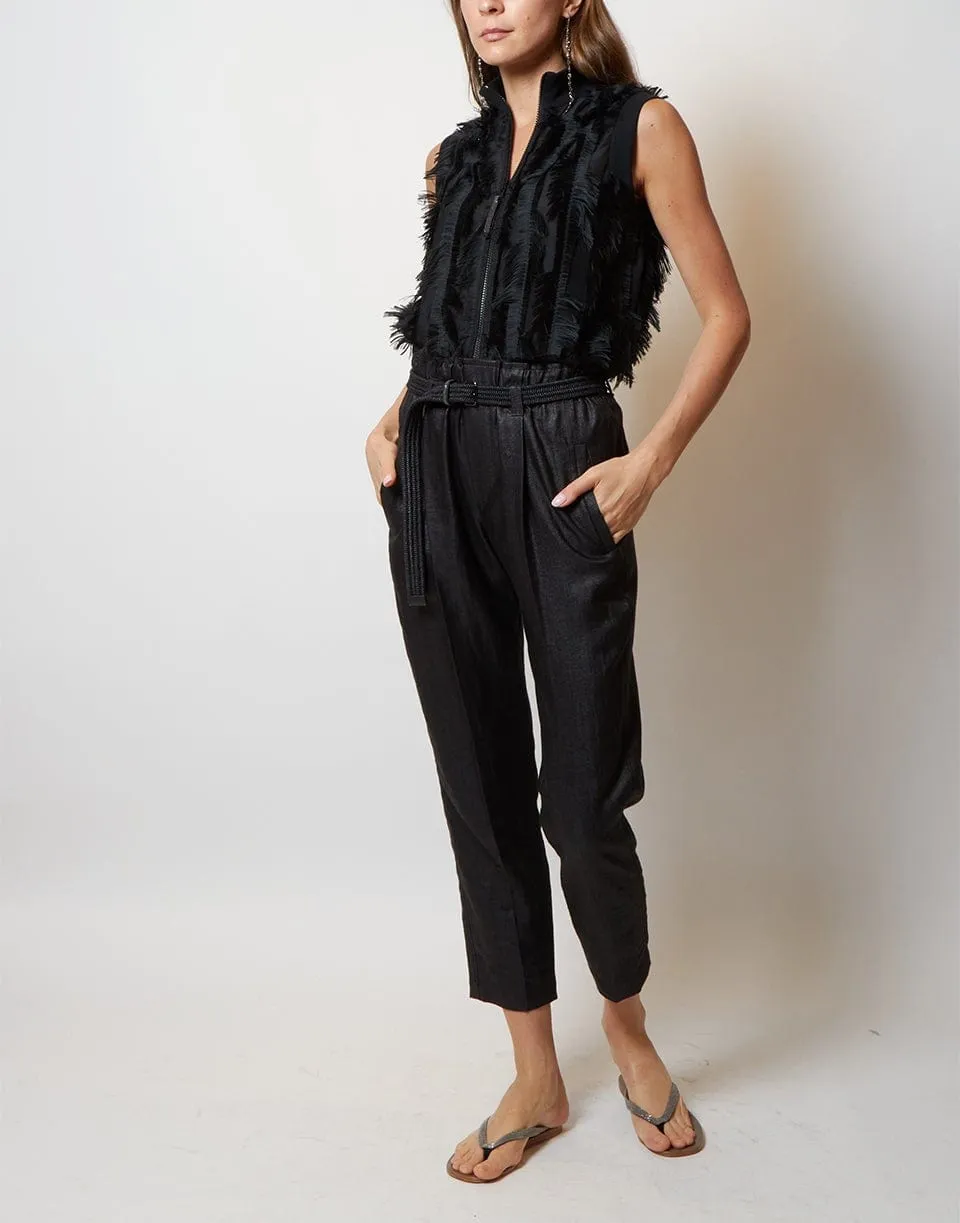 Feather Lined Sleeveless Bomber
