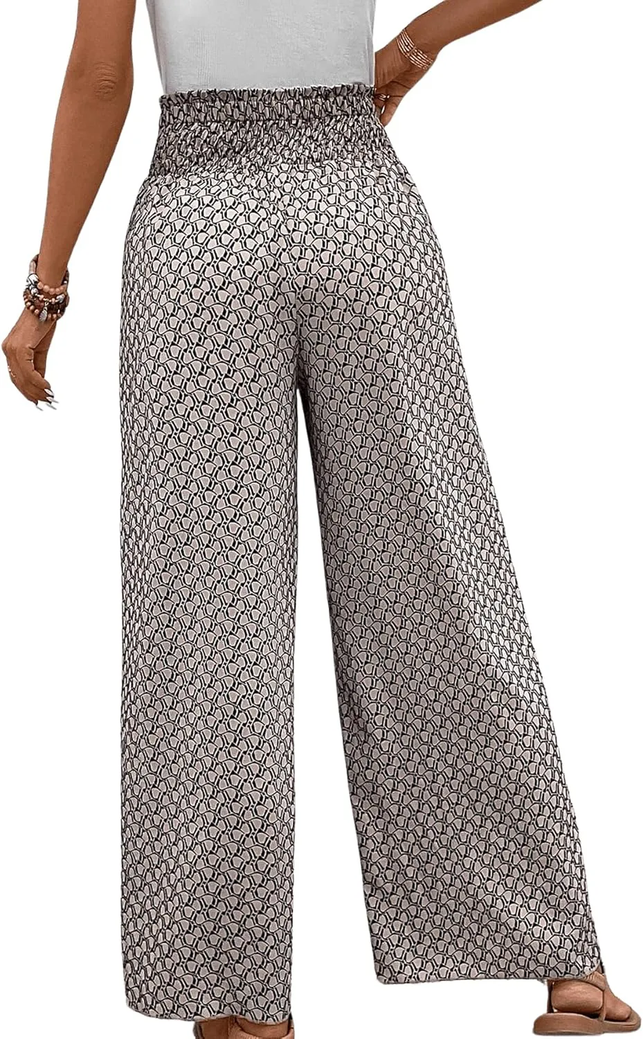 Floerns Women's Allover Print Knot High Waist Tulip Hem Summer Wide Leg Pants