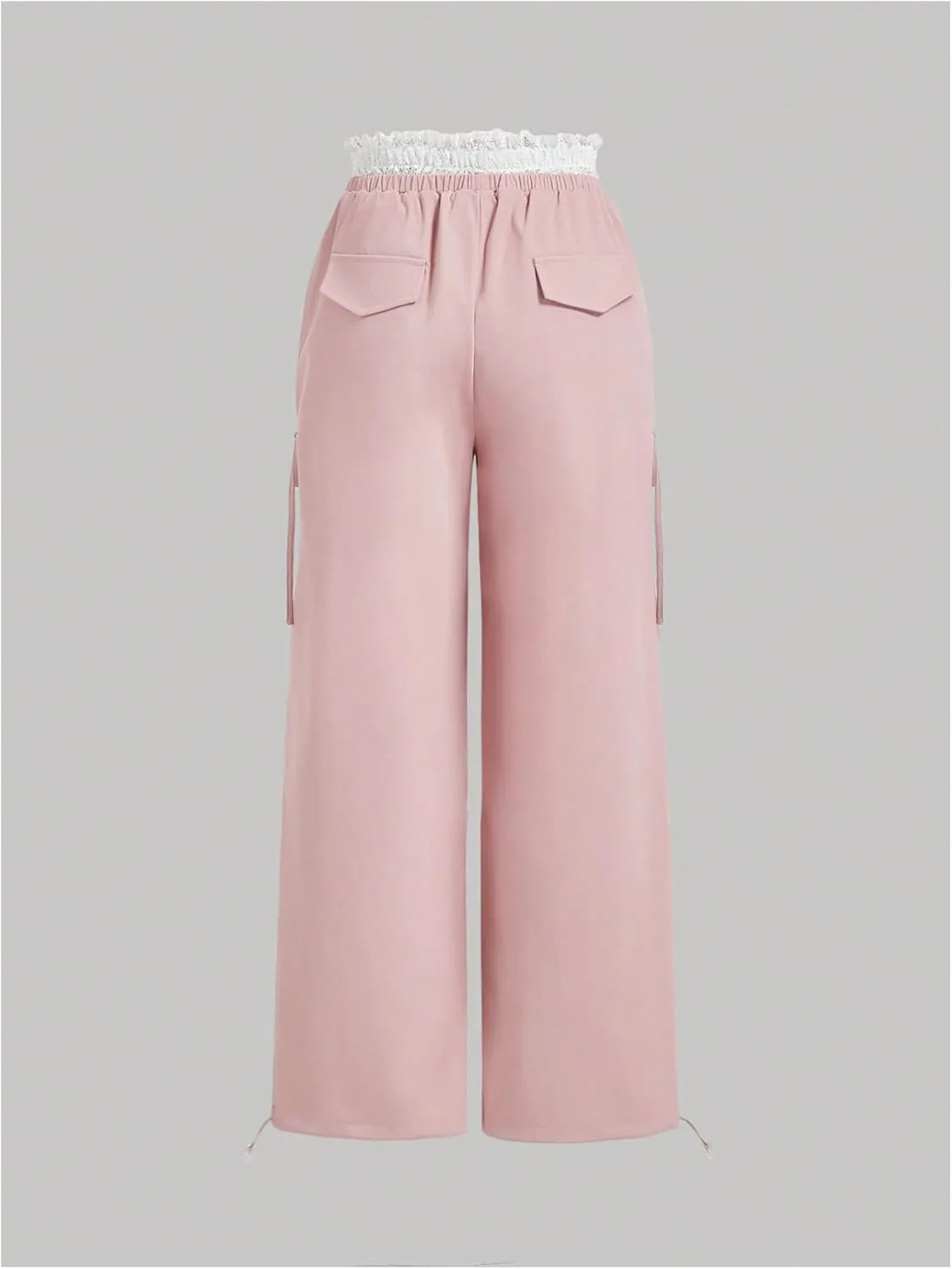 Floerns Women's Bowknot Side Lace High Waist Baggy Trousers Straight Leg Y2k Pants