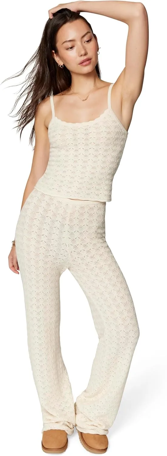 florence by mills Women's Le Pointelle Sweater Lace Wide Leg Pant