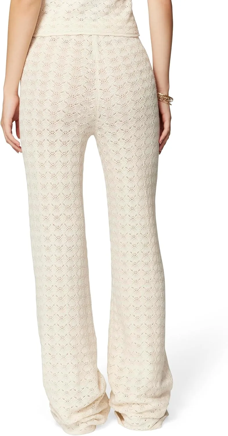 florence by mills Women's Le Pointelle Sweater Lace Wide Leg Pant