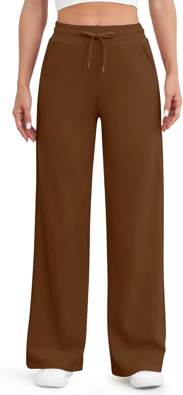 G4Free Wide Leg Yoga Pants with Pockets for Women Sweatpants Casual Drawstring Stretch Pants Petite/Regular/Tall