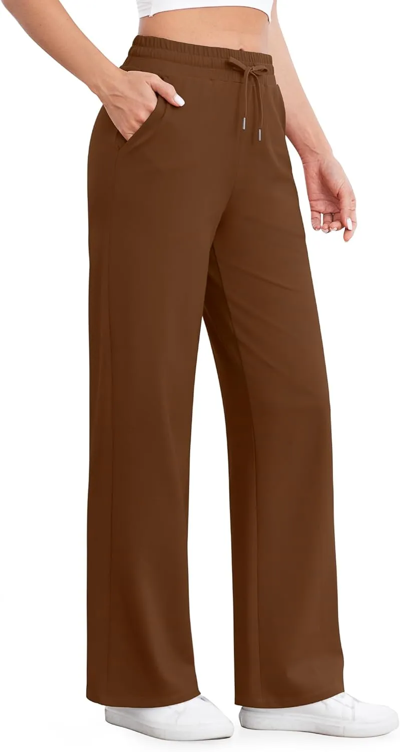 G4Free Wide Leg Yoga Pants with Pockets for Women Sweatpants Casual Drawstring Stretch Pants Petite/Regular/Tall