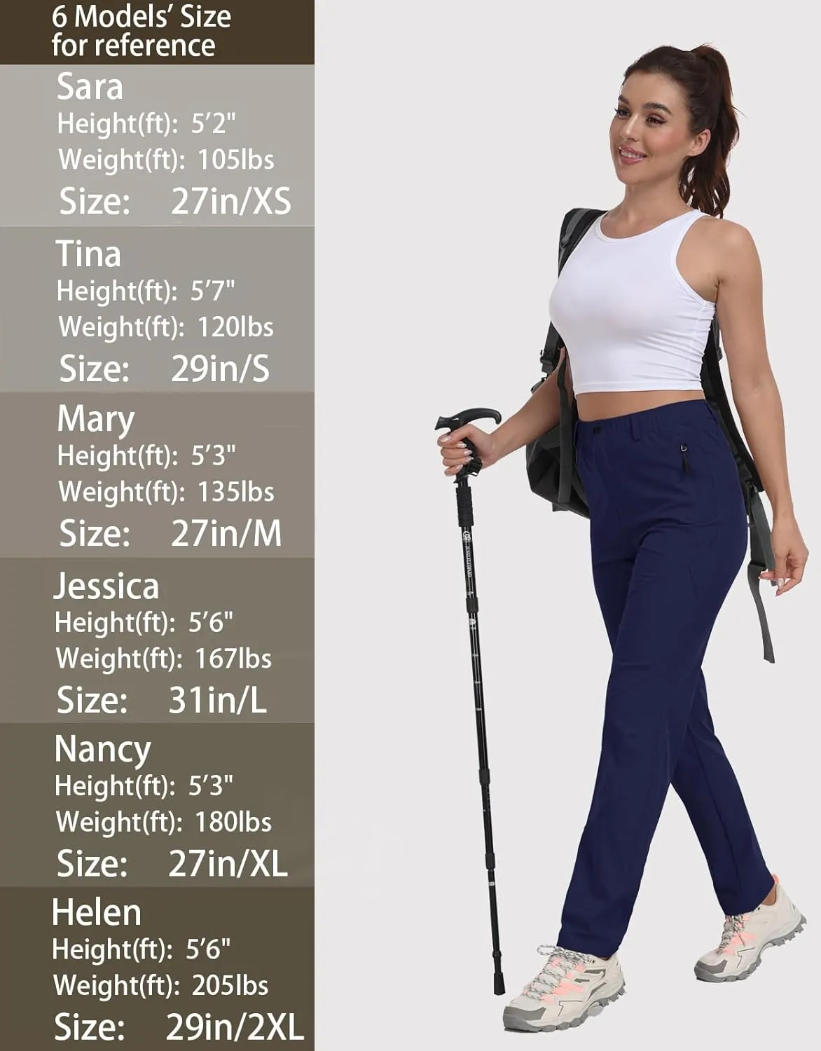 Golf Pants Women 27''/29''/31'' Lightweight Travel Pants for Ladies Quick Dry Nylon Outdoor Hiking Slacks