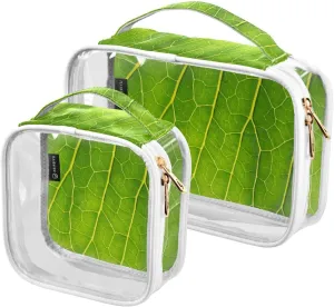 Green-leaf 2 Pack Clear Toiletry Bag Women Men, Portable Waterproof Clear Pouch, Cosmetic Bag with Double Zippers Large Opening Traveling with Handle for Bathroom Traveling Vacation Organizing
