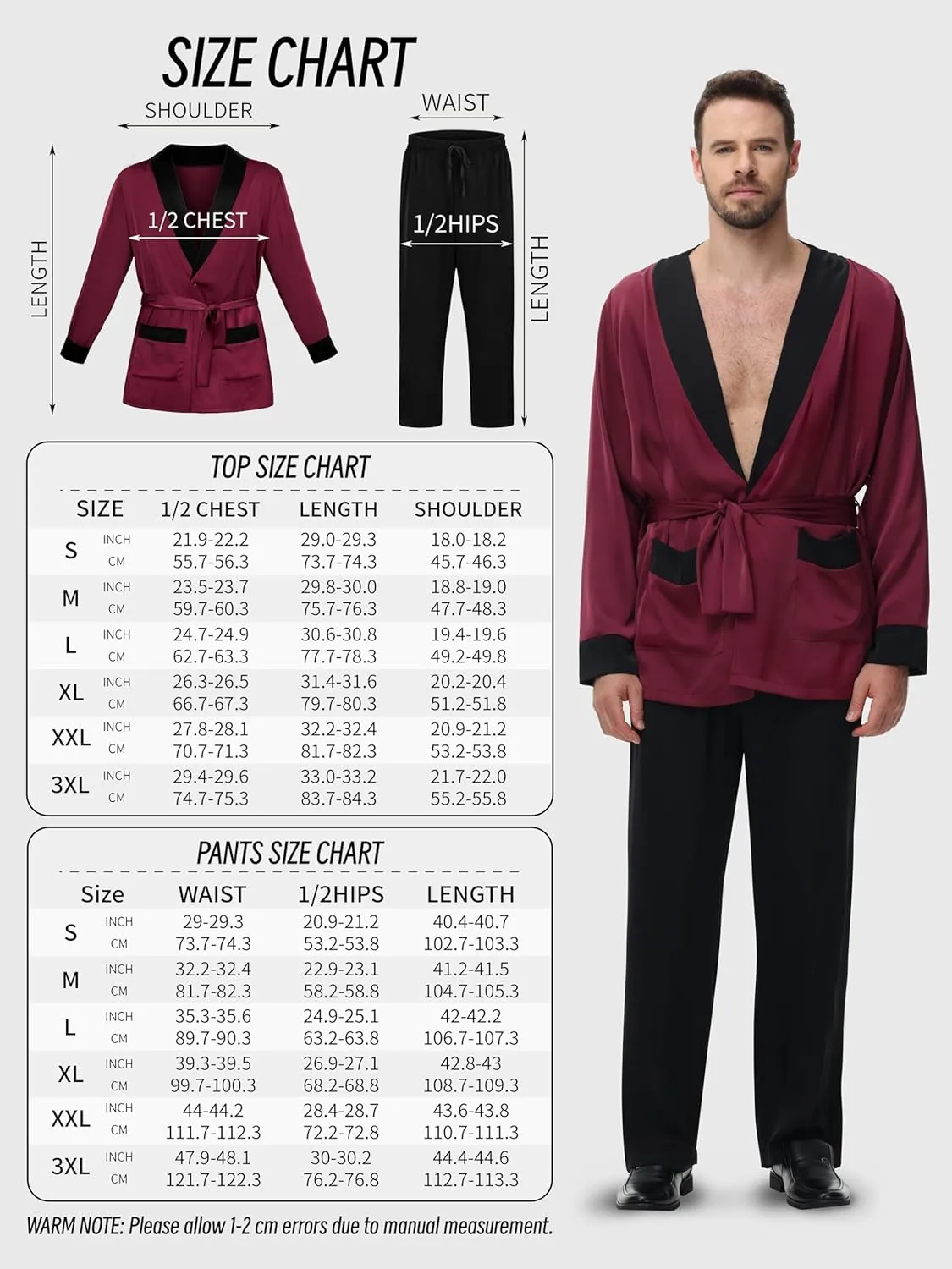 Halloween Red Silky Robe Jacket Men's Captain Costume Set Pajama Pants Outfits Captain Hat Sunglasses Accessories