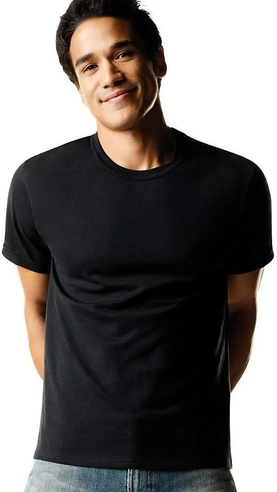 Hanes Men's 6Pack Crew Neck Tagless Black-Grey Undershirts Crewneck T-Shirt 3XL