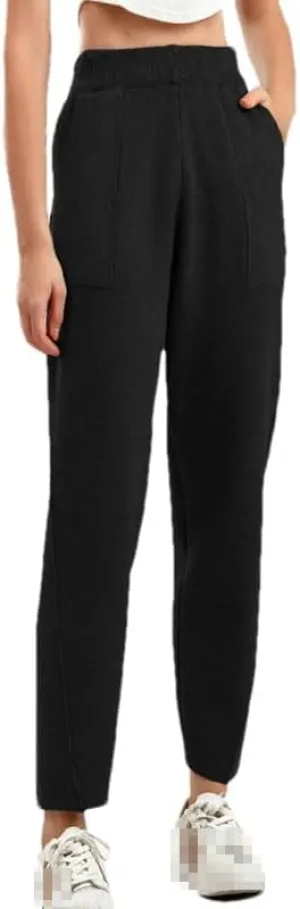Hgvcfcv Elastic High Waist Women's Harem Pants Autumn and Winter Thickened Knitted Striped Sweater Pants for Women