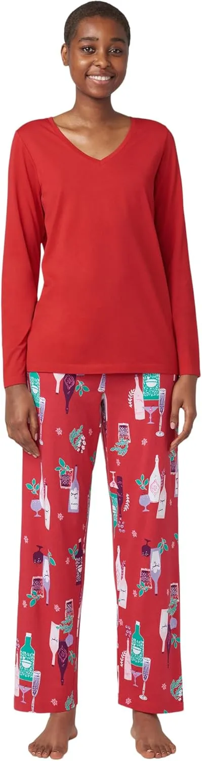 HUE womens Sleep and Lounge Pajama Separates, Christmas and Holiday Collection
