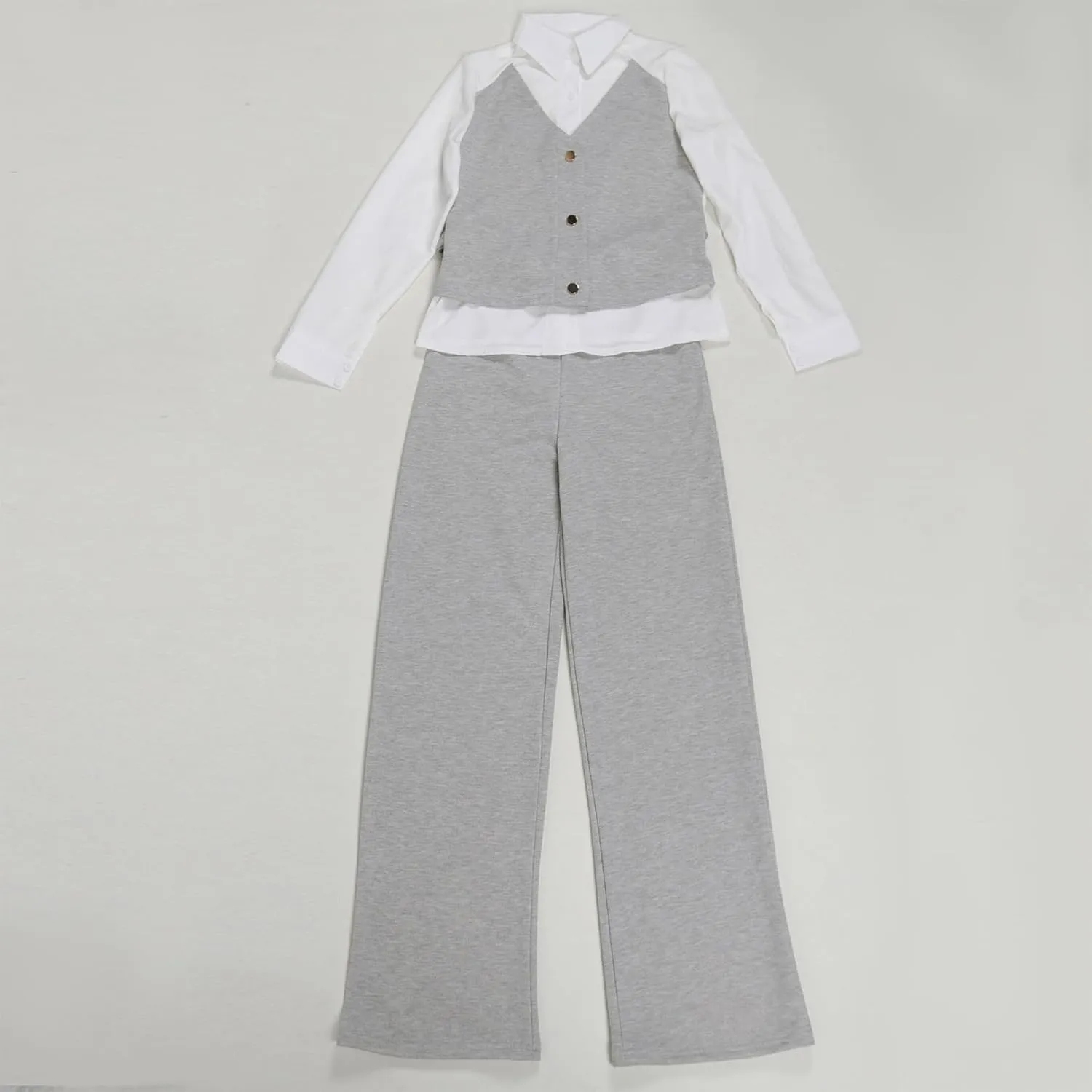 HuiSiFang Women 2 Piece Sets Dressy Casual Long Sleeve Patchwork Vest and Pants Set Work Outfits
